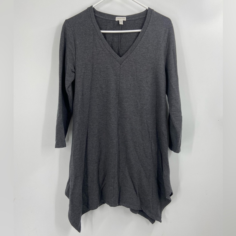 Garnet Hill Pop-Over Knit Tunic Heather Grey small - Picture 2 of 7
